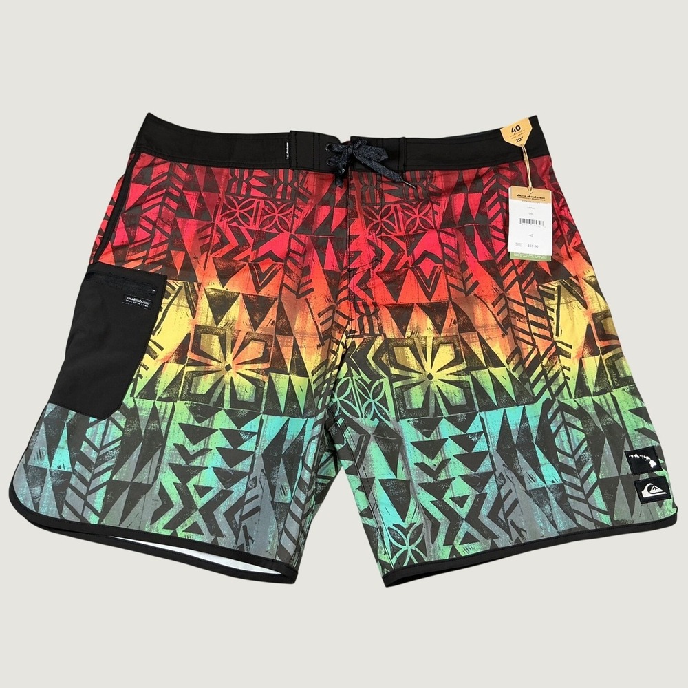 Quiksilver SurfSilk Boardshorts Men's 40 Coral Multicolor 20" NWT Swim Trunks